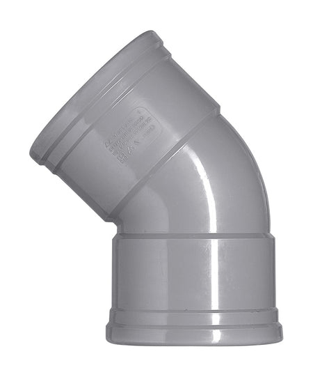 Bocht PVC 2x manchetmof Ø 110 mm 45° KOMO-keur-050068