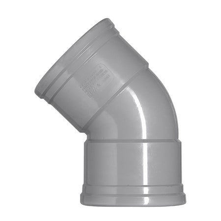 Bocht PVC 2x manchetmof Ø 125 mm 45° KOMO-keur-050084