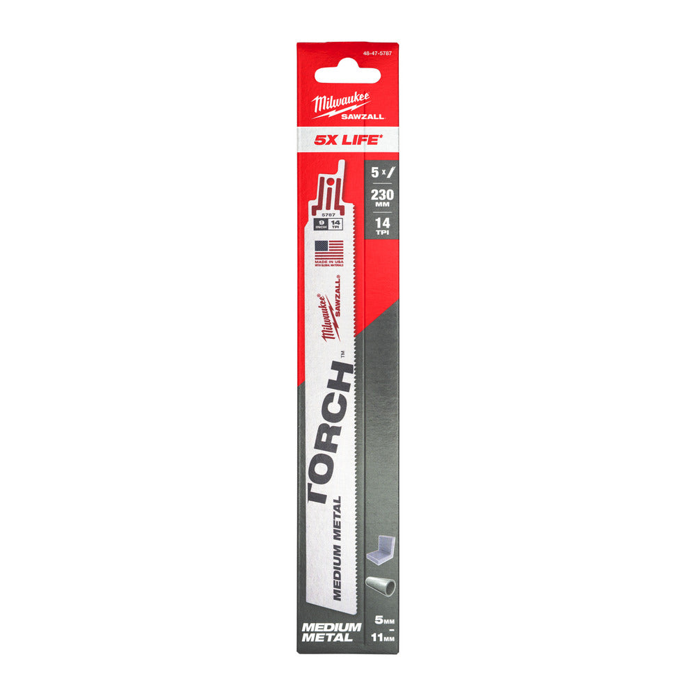 Milwaukee Reciprozaagblad Sawzall metaal Heavy Duty TORCH 230mm 14-Tpi 5st-10000146