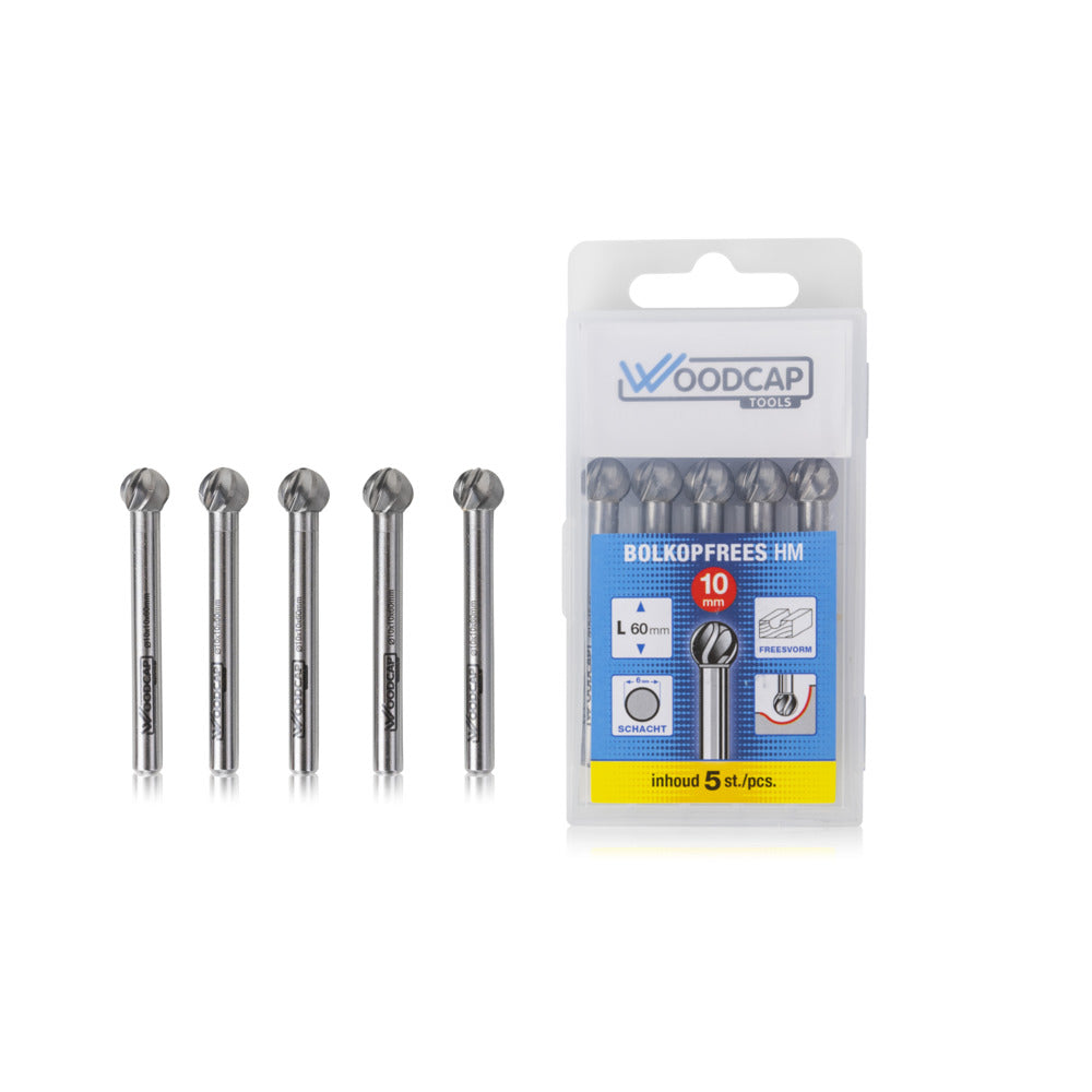 Woodcap Tools HM Bolkopfrees ø10mmx10x60mm 5st-10000174