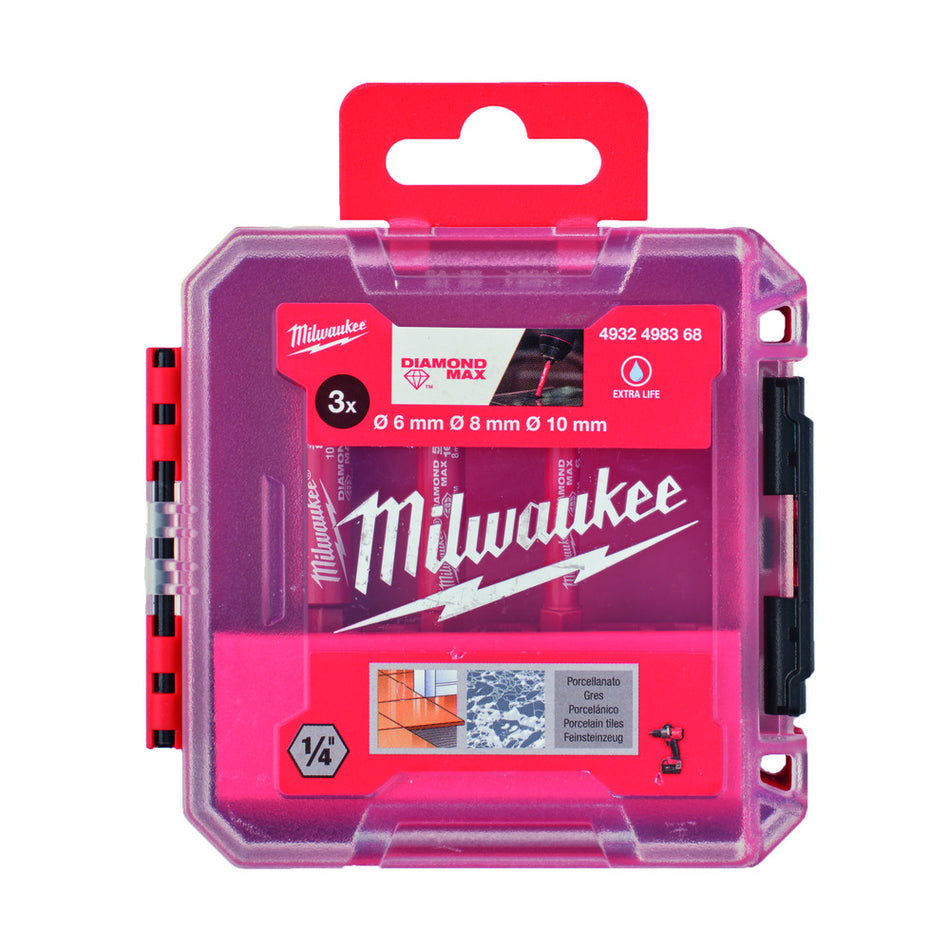Milwaukee Diamantborenset Hex Plus Nat/Droog 6/8/10mm 3-delig-10000303