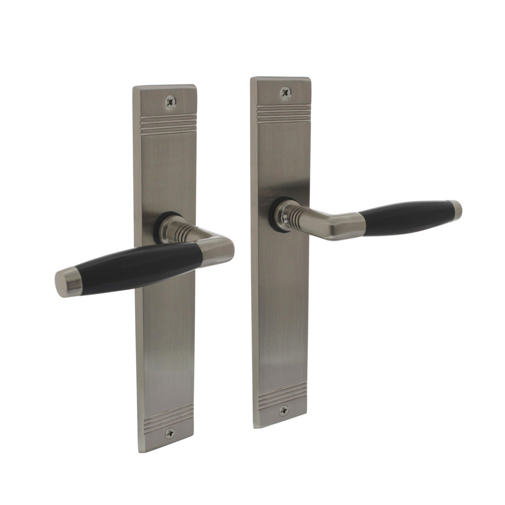 Intersteel Deurkruk Ton Basic Met Schild Rechthoekig Met Rillen 235x43mm WC 63/8mm Nikkel Mat Zwart-10000334