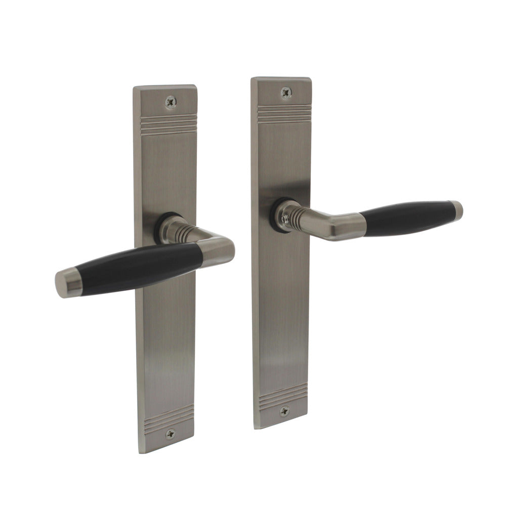 Intersteel Deurkruk Ton Basic Met Schild Rechthoekig Met Rillen 235x43mm WC 63/8mm Nikkel Mat Zwart-10000334