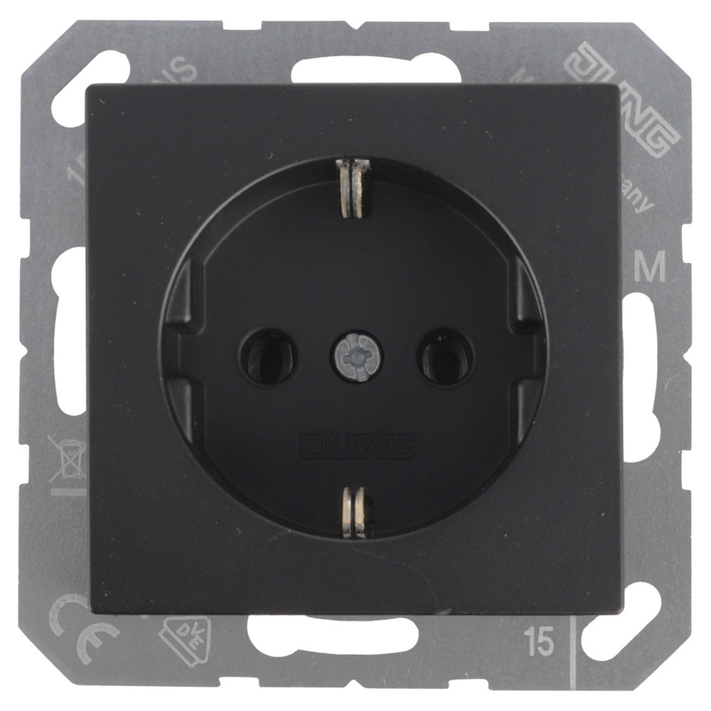 Jung Contactdoos A550 Inbouw 1-Voudig Randaarde Mat Zwart-10000492