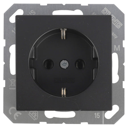 Jung Contactdoos A550 Inbouw 1-Voudig Randaarde Mat Zwart-10000492