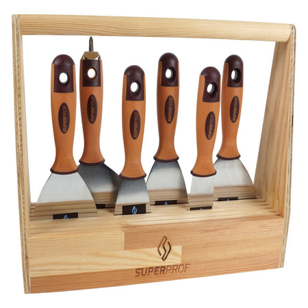 Super Prof Gereedschapsbak Hout Met Spachtel- En Plamuurmessen-10000580
