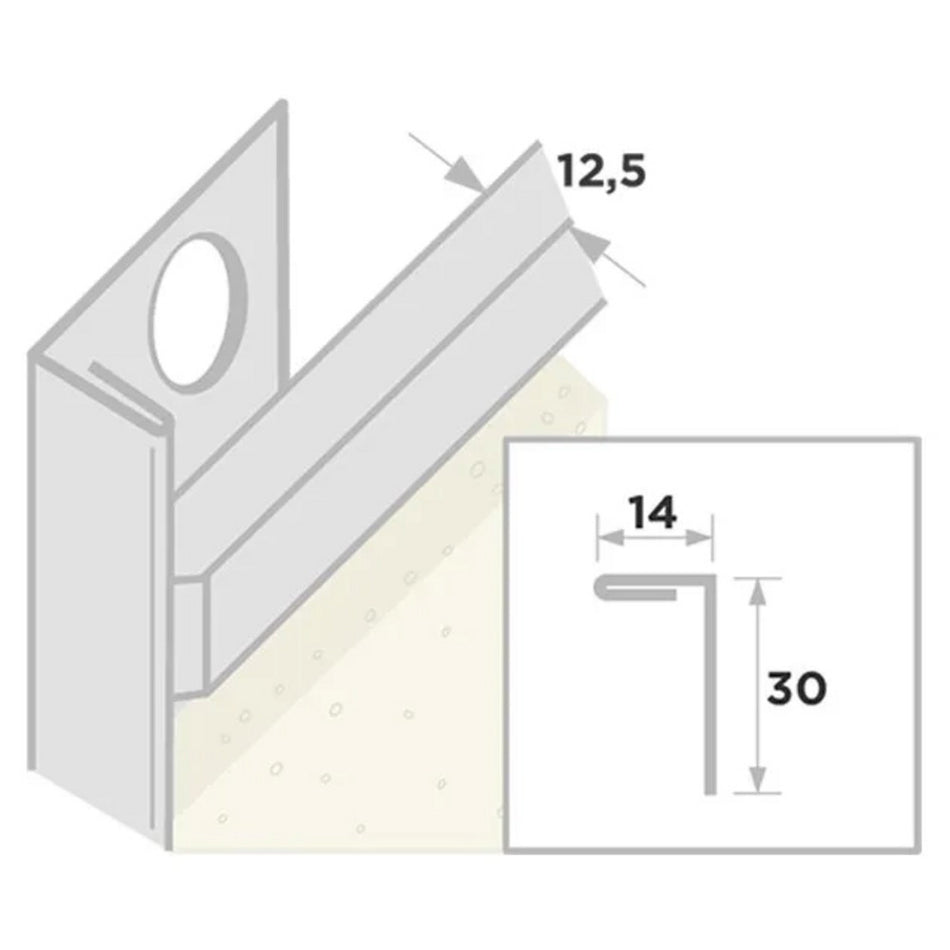 Ripstaal Stucstop 1131 Aluzink Stucdikte 14mm 300cm-10003237