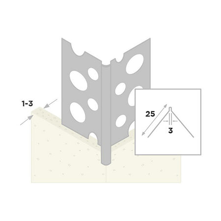 Ripstaal Hoekprofiel 1031 RVS Stucdikte 1-3mm 260cm-10003243