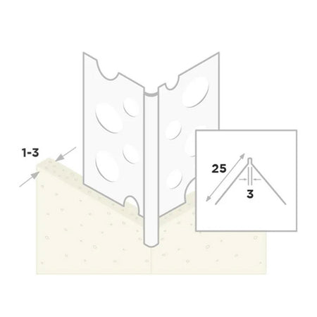 Ripstaal Hoekprofiel 1029W Plus Aluzink Wit Stuckdikte 1-3mm-10003246