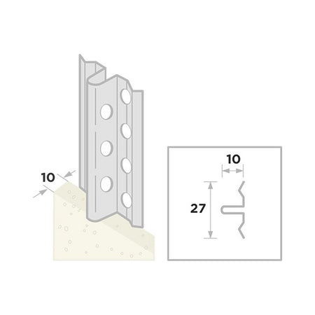 Ripstaal Afreiprofiel 1105 Aluzink Stucdikte 10mm 300cm-10003251