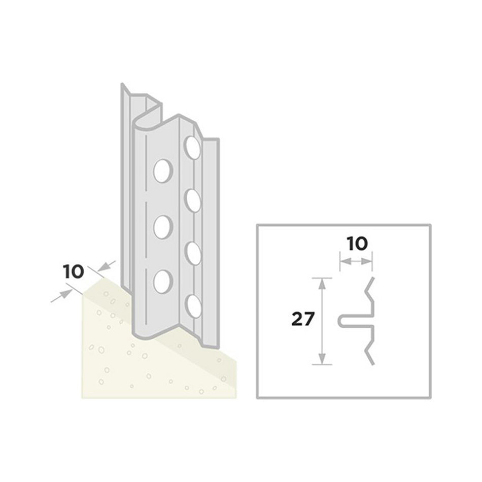 Ripstaal Afreiprofiel 1105 Aluzink Stucdikte 10mm 300cm-10003251