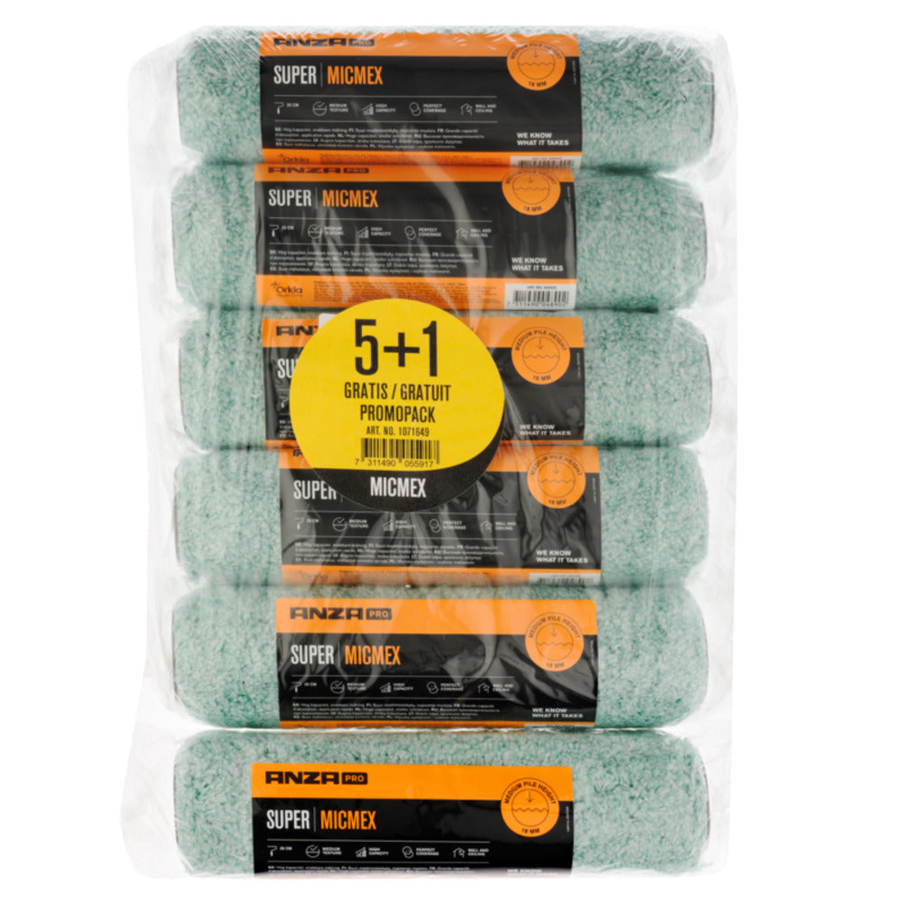 Anza Pro Muurverfroller MicMex 25cm 5+1st. Promopack-10006895
