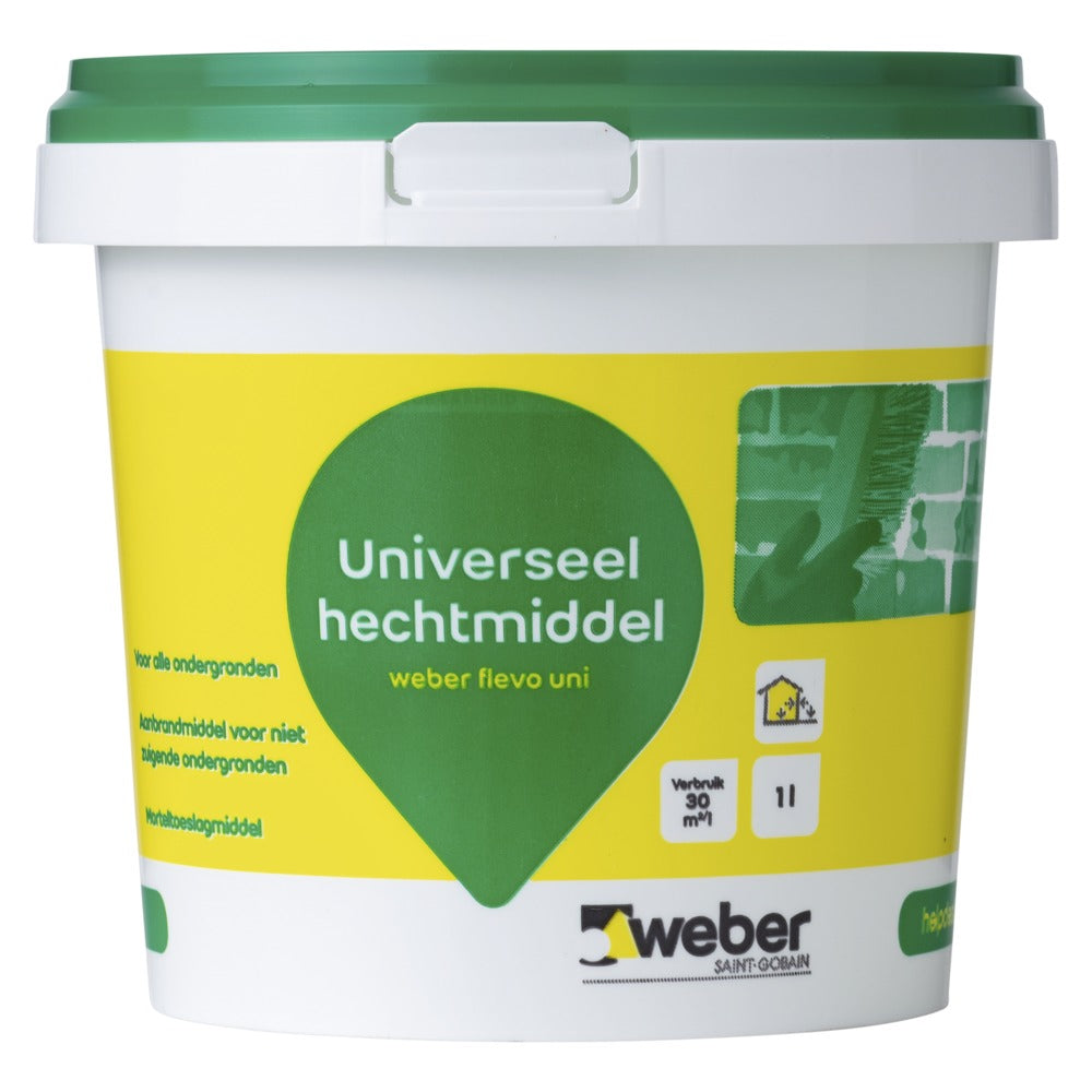 Weber Hechtmiddel Flevo Uni Wit Niet-Poreuze Ondergrond Binnen en Buiten 1L-127381