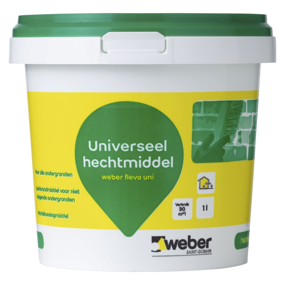 Weber Hechtmiddel Flevo Uni Wit Niet-Poreuze Ondergrond Binnen en Buiten 1L-127381