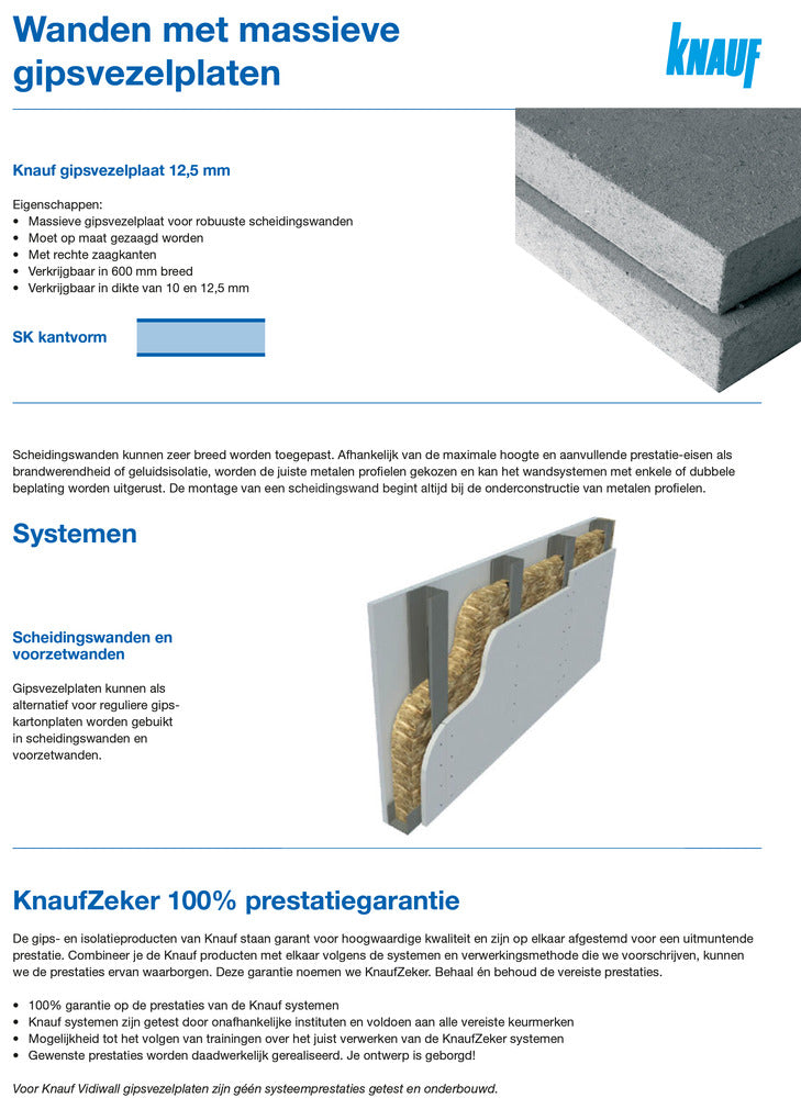Knauf Gipsvezelplaat Vidiwall SK 260x60cm 12,5mm-202148