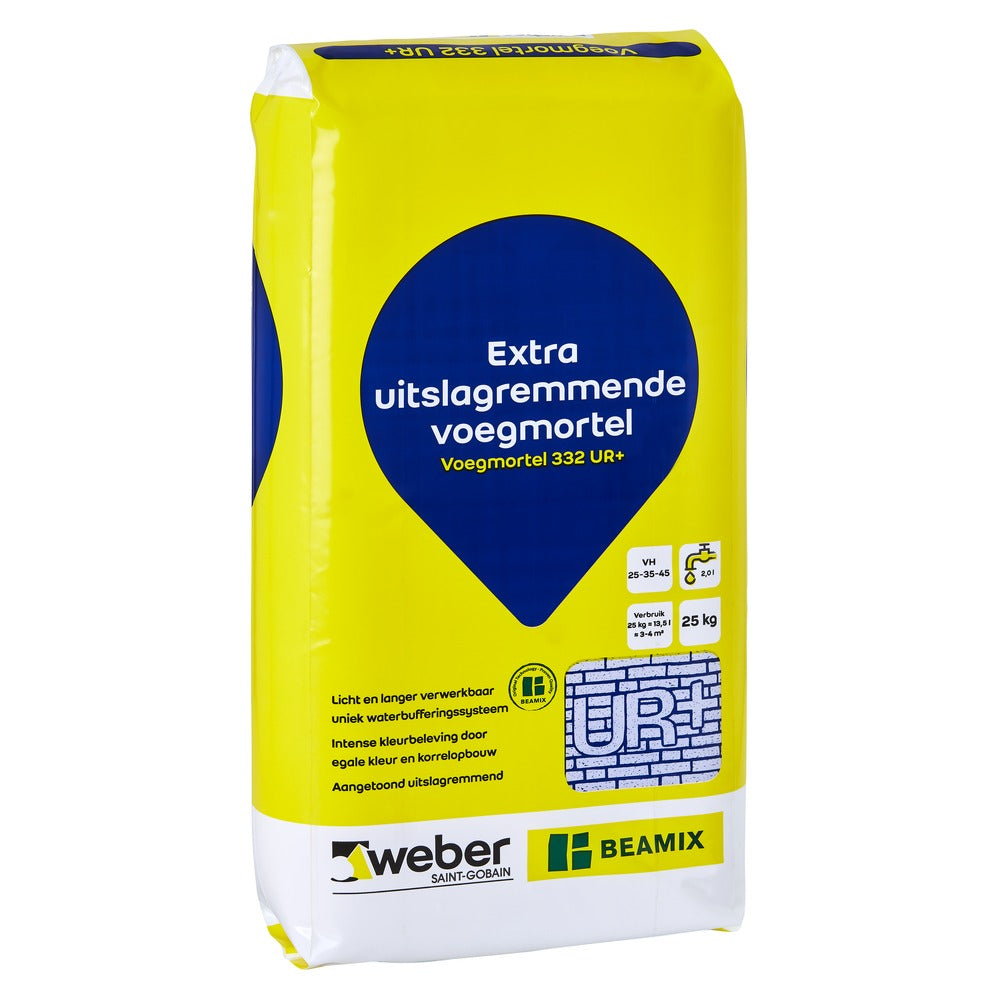 Weber Beamix Voegmortel 332 UR+ Grijs 2773 Extra Uitslagremmend 25kg-321229