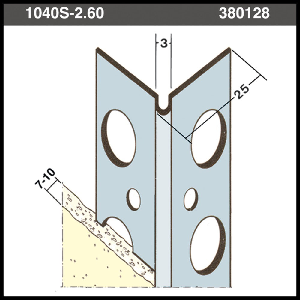 Protektor Hoekprofiel 1040S verzinkt staal wit stucdikte 7 mm 260 cm-380128