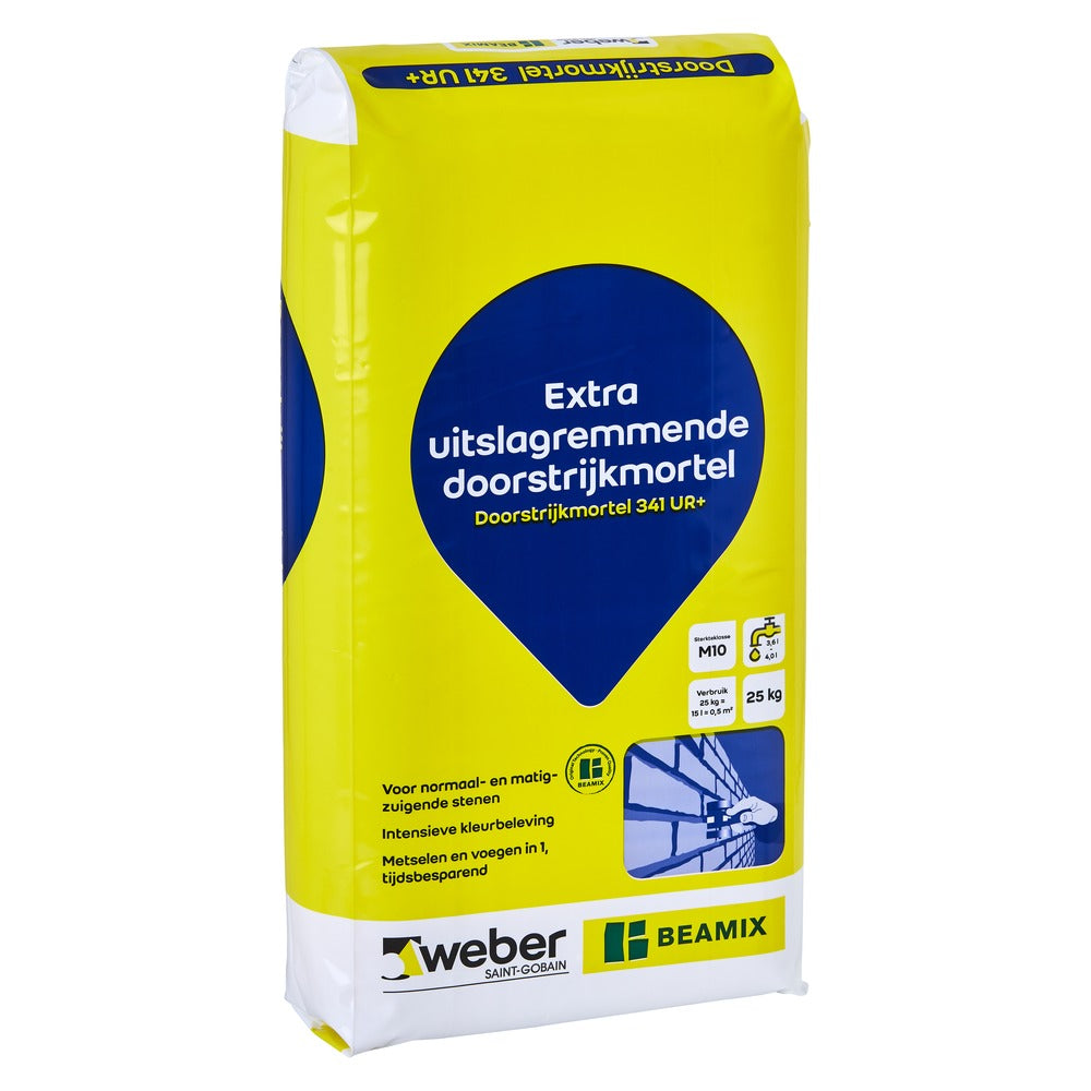 Weber Beamix Doorstrijkmortel 341 UR+ Grijs Extra Uitslagremmend 25kg-557225