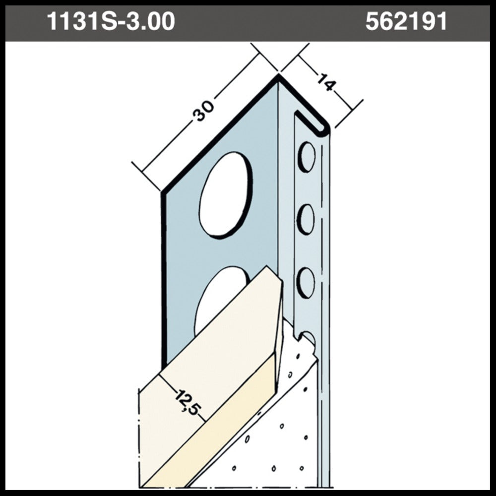Protektor Stucstop 1131S verzinkt staal wit stucdikte 12,5 mm 300 cm-562191