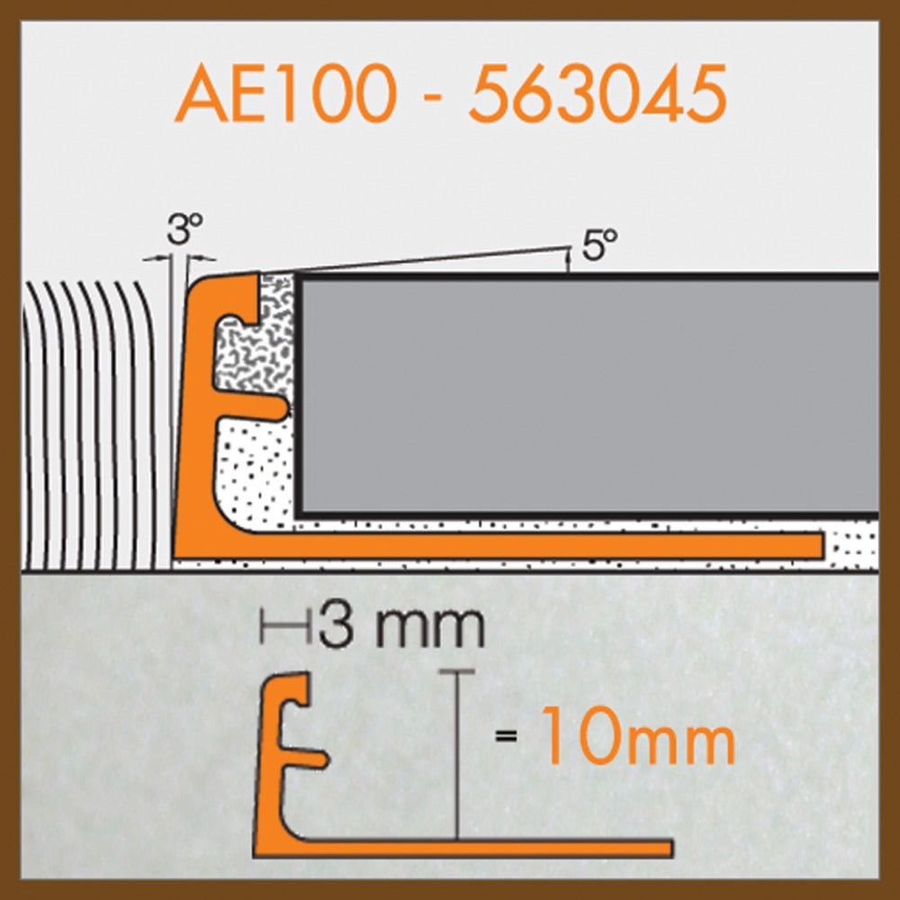 Schlüter Tegelprofiel AE100 Aluminium 10mm x 300cm-563045