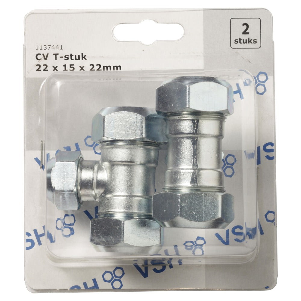 VSH T-Stuk CV Chroom 22x15x22mm 2st-568516