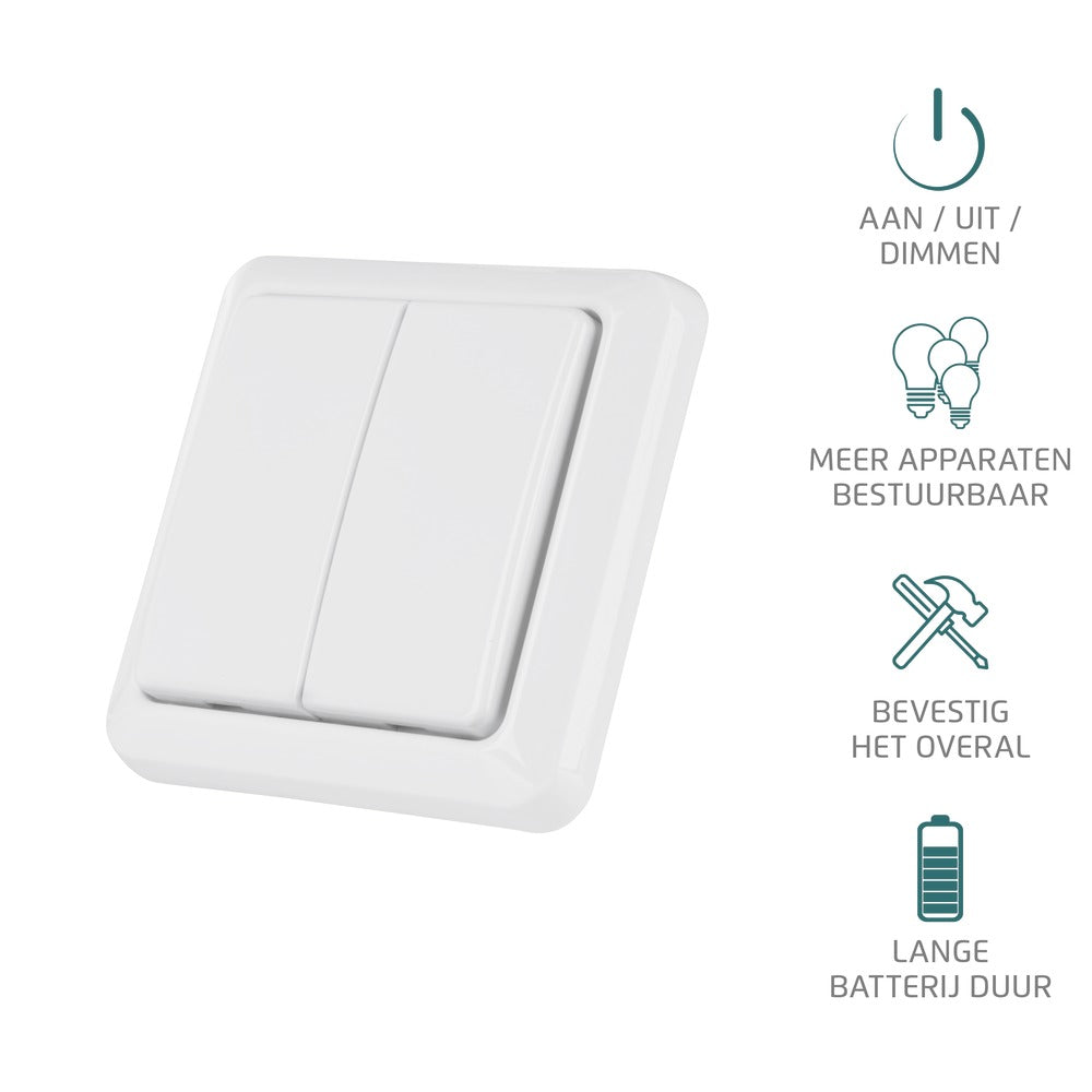 Klikaanklikuit Schakelaar Opbouw AWST-8802 Dubbel Draadloos-570080