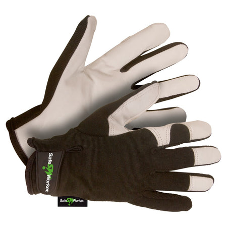 CERVA Werkhandschoenen Jeker Safe Geitenleer Wit/Zwart-574305
