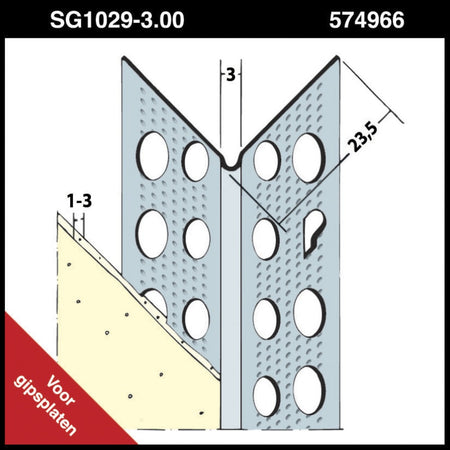 Slimgrip Hoekprofiel SG1029 Verzinkt Staal Stucdikte 1-3mm-574966