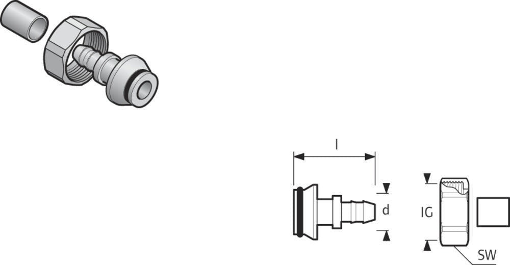 Uponor Minitec Schroefkoppeling Euroconus 9,9x3/4'' 2st-576770
