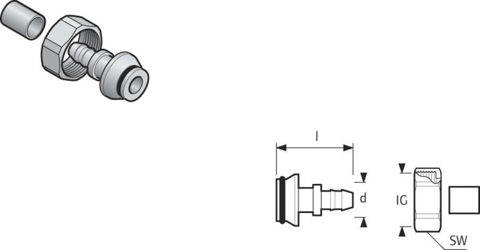 Uponor Minitec Schroefkoppeling Euroconus 9,9x3/4'' 2st-576770