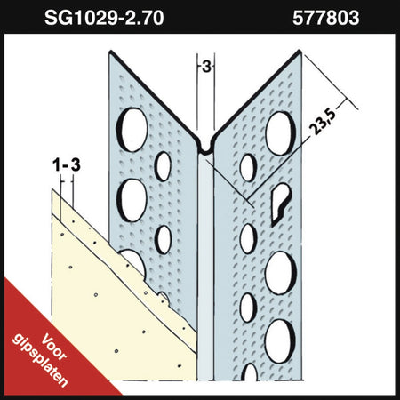 Slimgrip Hoekprofiel SG1029 Verzinkt Staal Stucdikte 1-3mm-577803