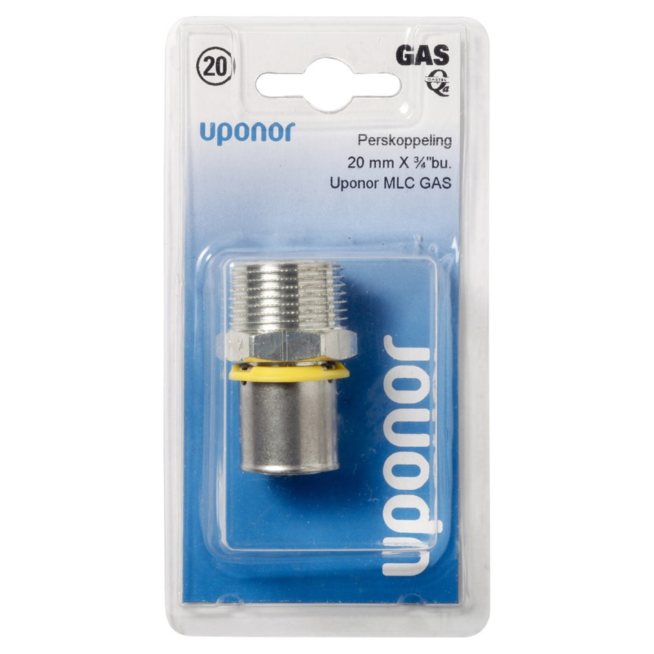 Uponor MLC gas Persovergangsfitting buitendraad 20 mm x 3/4'' buiten-578014