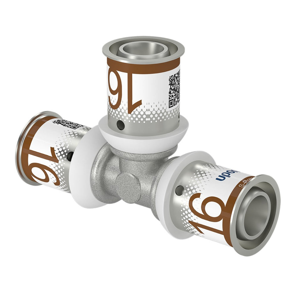 Uponor Pers T-stuk messing 16 mm 2 stuks-578041