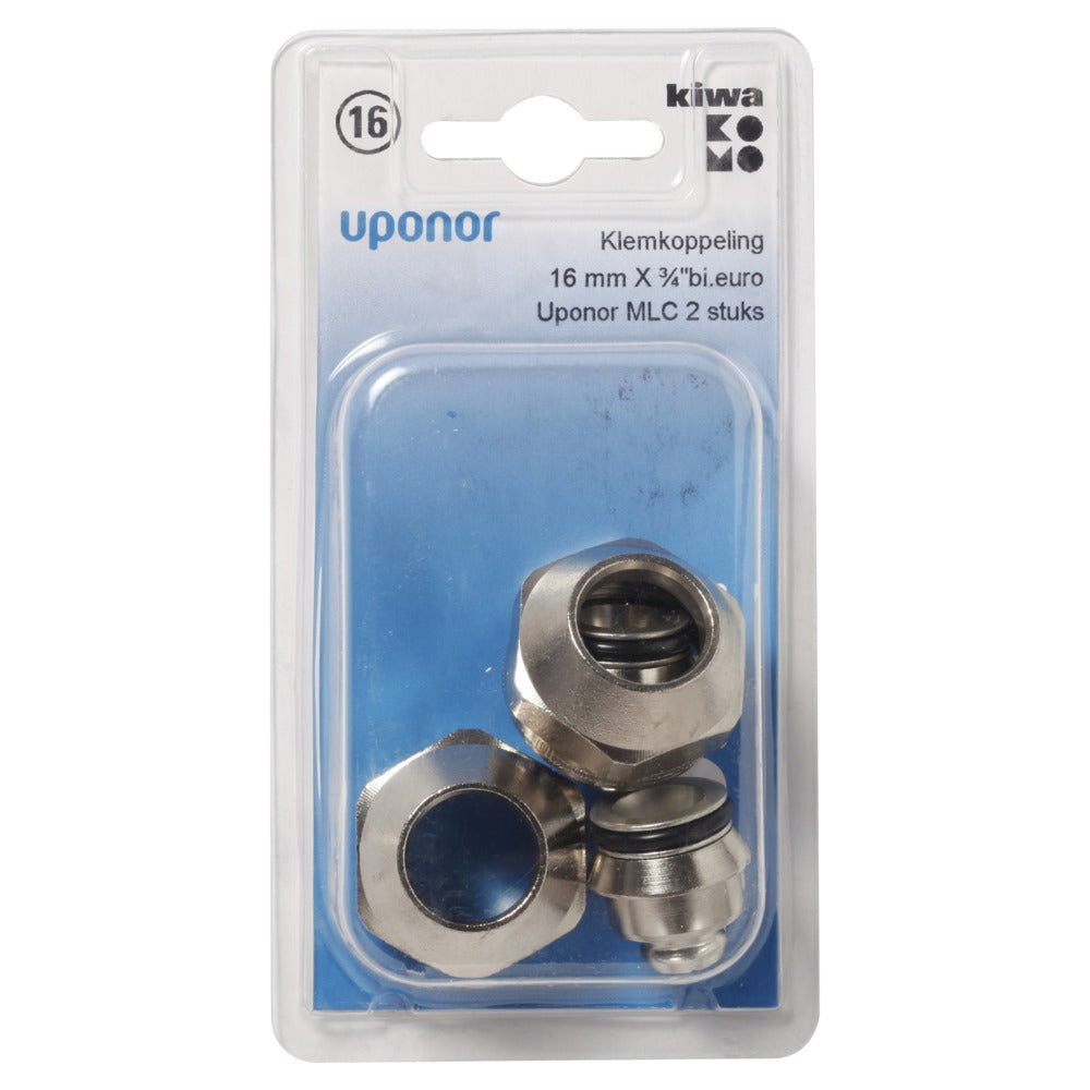 Uponor CV Klemkoppeling messing MLC 16 mm x 3/4'' binnendraad euroconus 2 stuks-578052