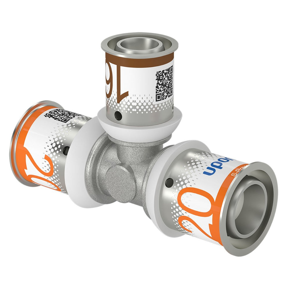 Uponor Pers T-stuk messing 20x16x20 mm 2 stuk-578067