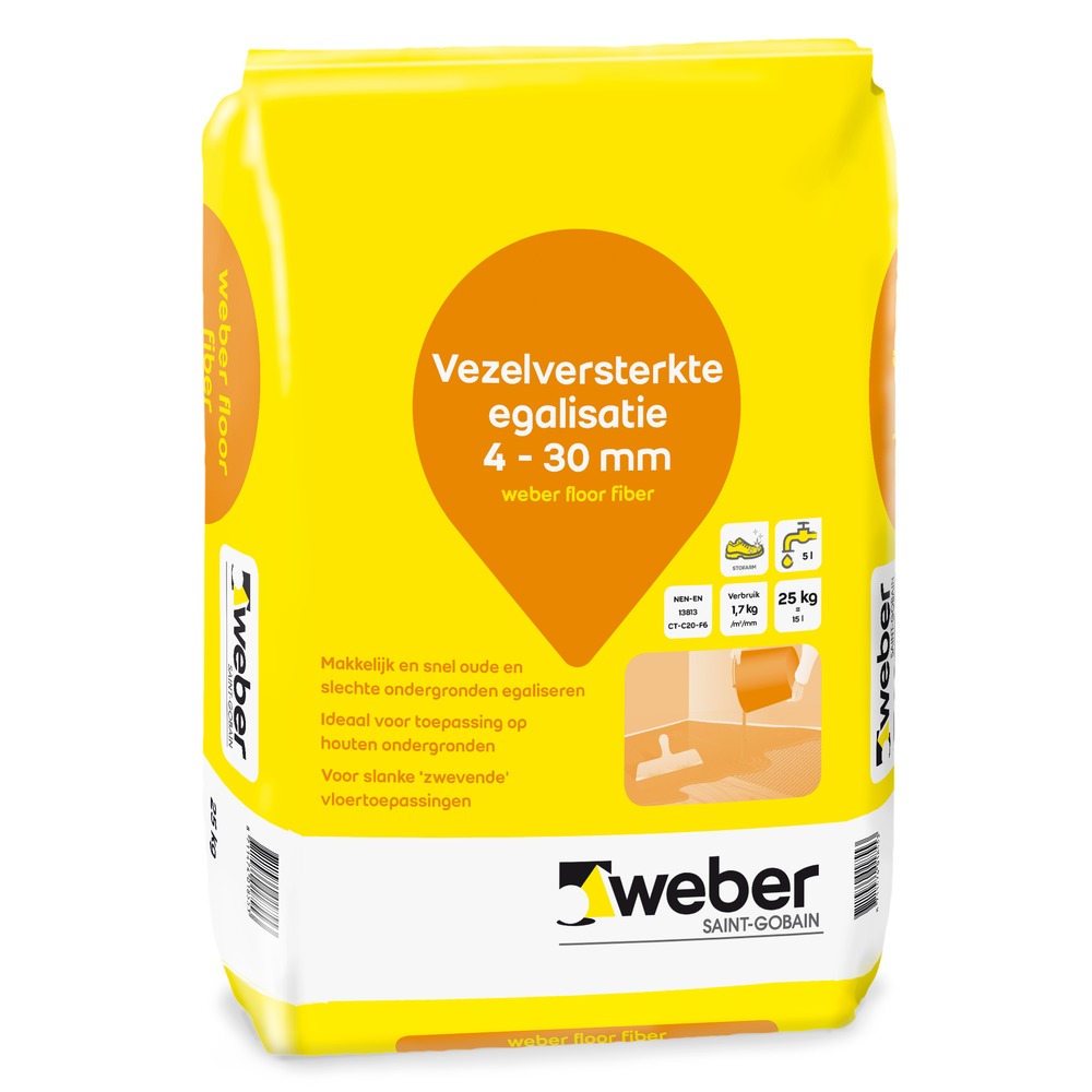 Weber Egalisatie Floor Fiber Vezelversterkt 4-30mm 25kg-581520