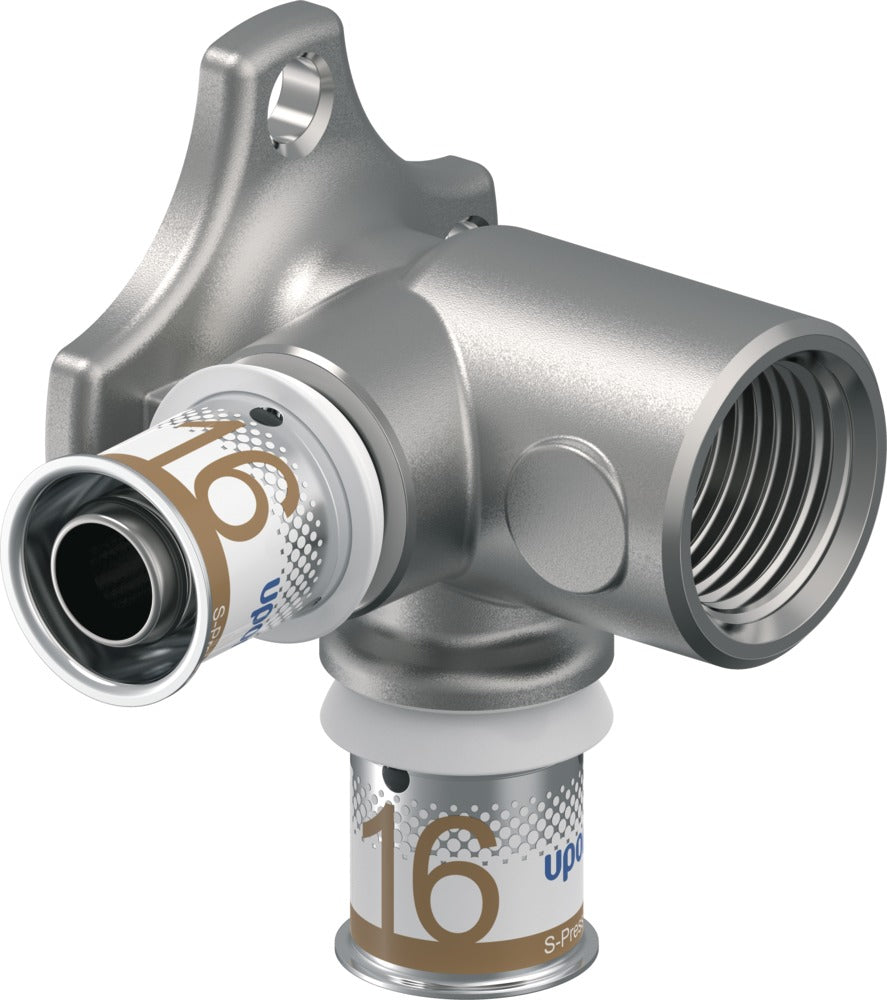 Uponor MLC pers Muurplaat dubbel 90° 16x1/2bix16''-581814
