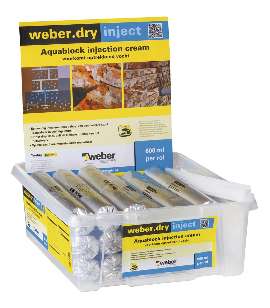 Weber Gevel Injectie-Crème Aquablock Dry Inject Tegen Optrekkend Vocht 600ml-583240