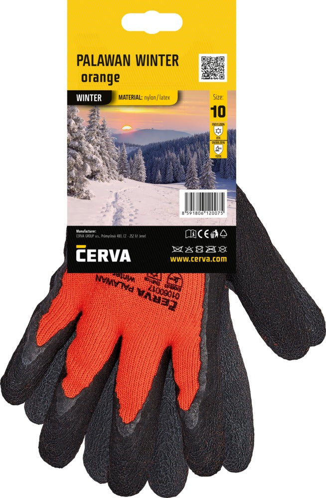 CERVA Winter Werkhandschoenen Palawan Acryl/Latex Oranje Maat 10/XL-585466