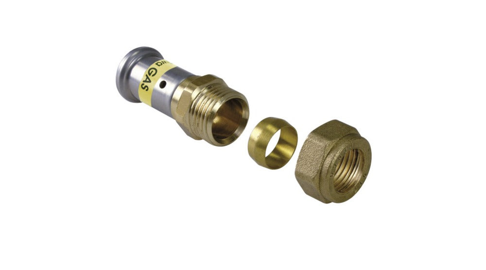 Henco gas pers Koppeling recht 26x22 mm knel-587350