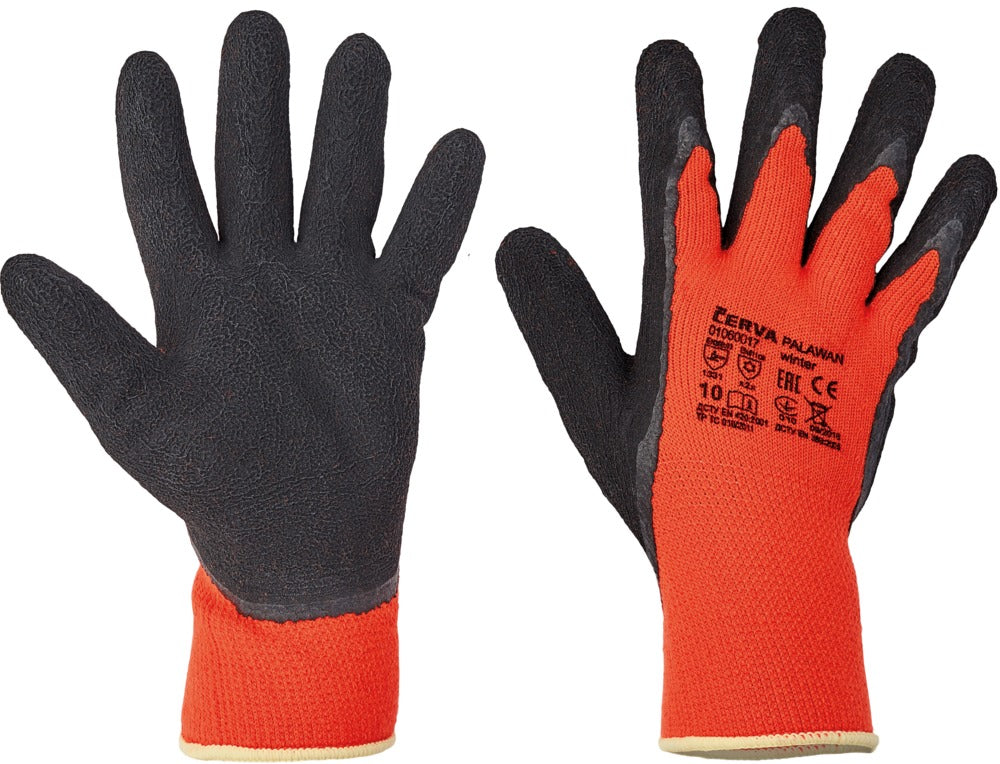 CERVA Winter Werkhandschoenen Palawan Acryl/Latex Oranje Maat 11/XXL-587463