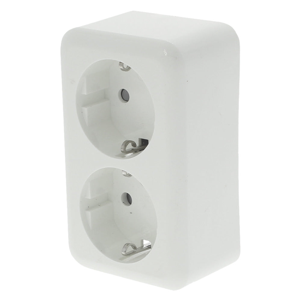 Q-Link Contactdoos Opbouw 2-Voudig Polarwit Randaarde-587631