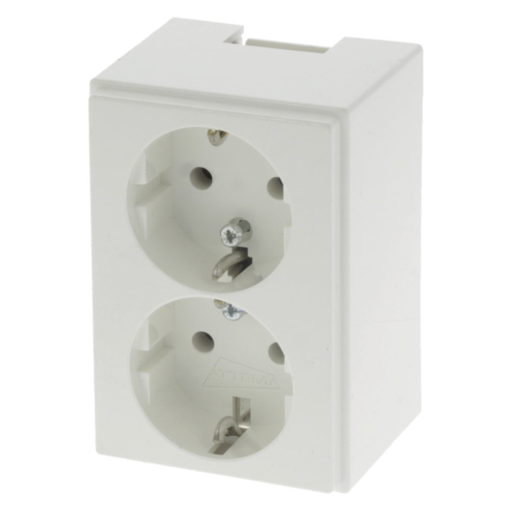 Attema Contactdoos P25 Wit 2-voudig Randaarde-600749