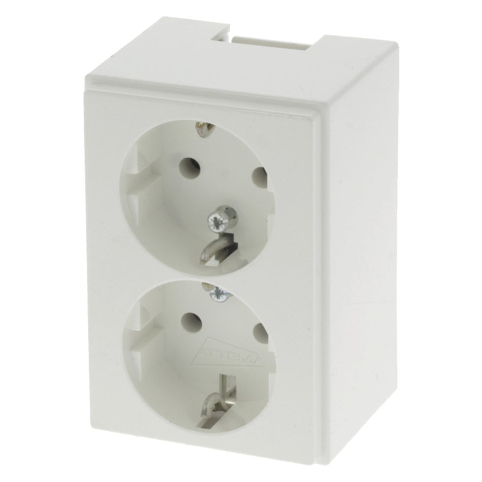 Attema Contactdoos P25 Wit 2-voudig Randaarde-600749