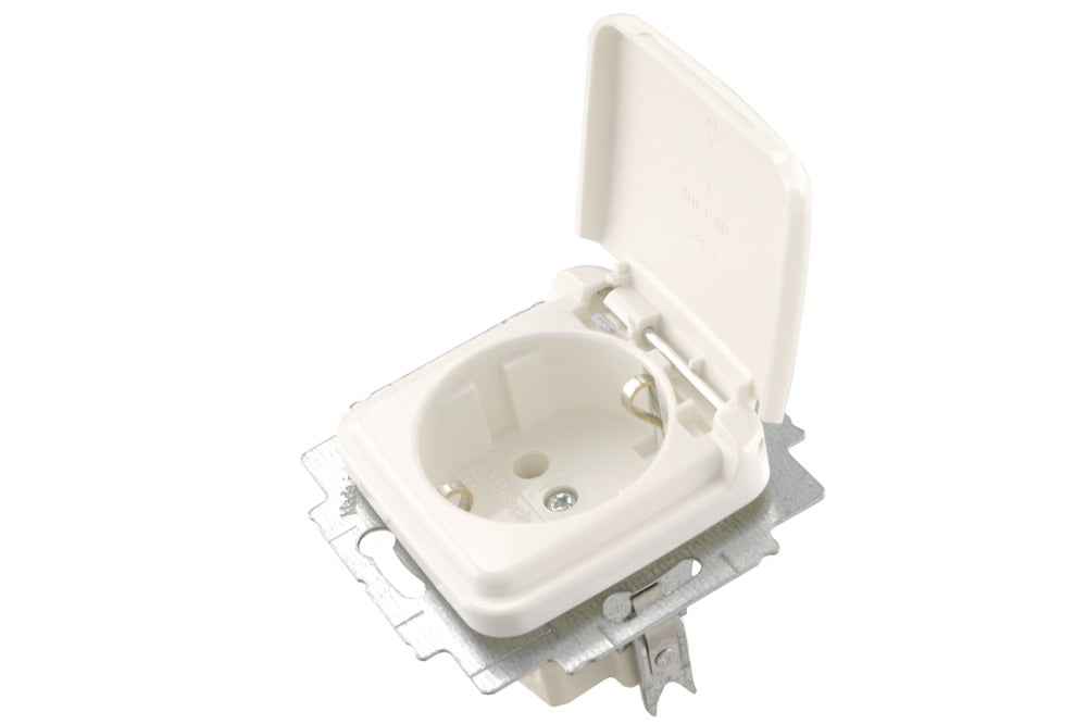 Busch-Jaeger Contactdoos Reflex Inbouw 1-Voudig Polarwit Randaarde Met Klep-600873