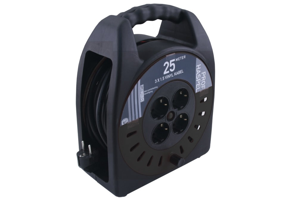 ETM Kabelbox professioneel 3x1,5mm² PVC 25 meter zwart-600906