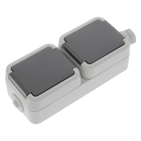 PEHA Contactdoos Opbouw 2-Voudig Grijs Randaarde-601061