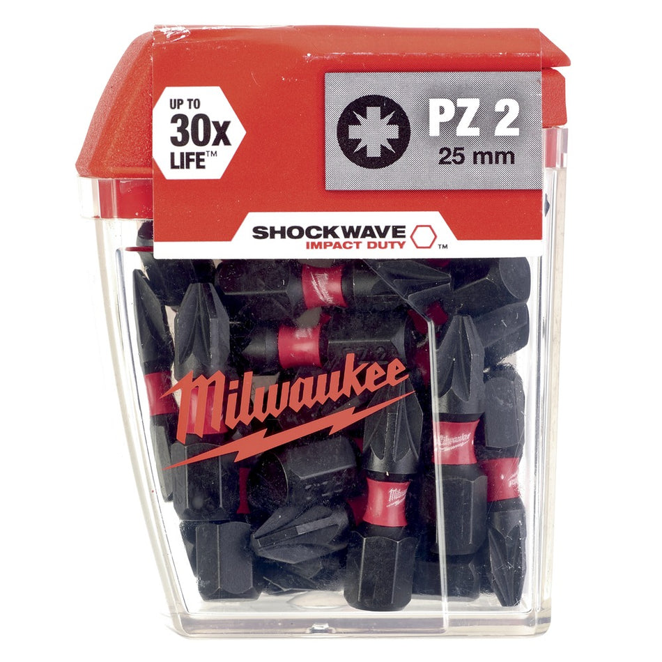 Milwaukee Shockwave Schroefbit PZ2 25mm 25st-701764