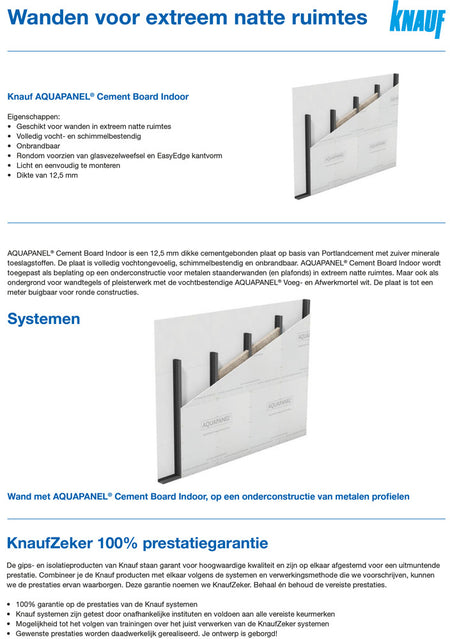 Knauf Aquapanel Cementboard Indoor 90x120cm 12,5mm-703045
