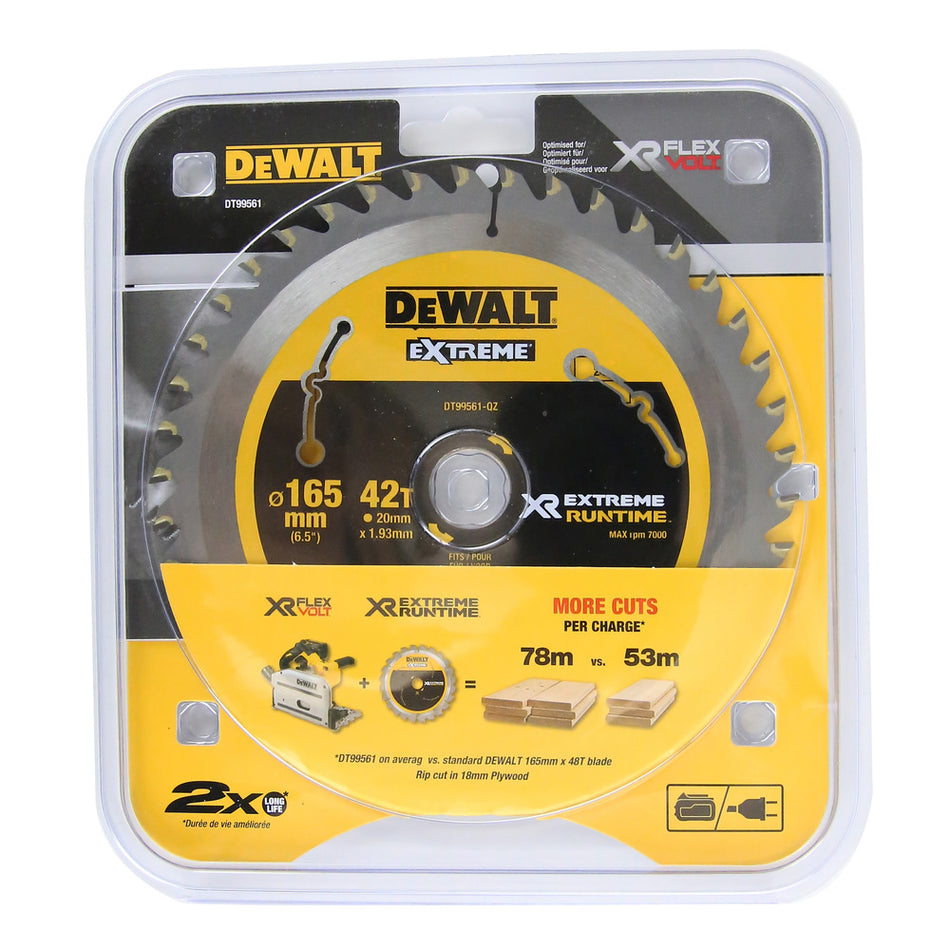 DeWALT Cirkelzaagblad DT99561-QZ  Xtreme Runtime 165x20 mm 42T CSB-703368